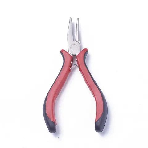 [55909] Szczypce jubilerskie okrągło-płaskie czerwone 2w1