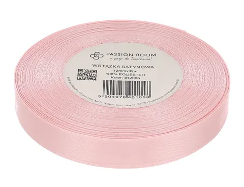 [812065] Wstążka satynowa 12mm 32mb pastelowy róż jasny