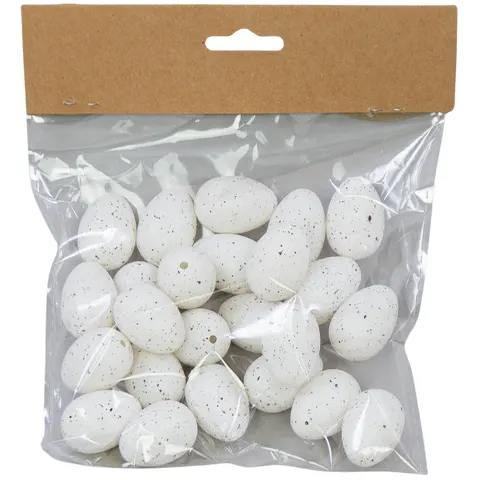 [w03tj21401] Jajka nakrapiane plastikowe 3cm białe 24szt