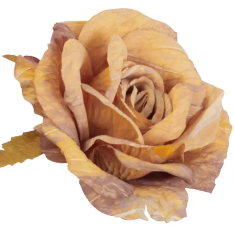 [68b13014] Róża główka wyrobowa 11cm żółto-brązowa