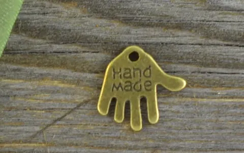 [10721] Zawieszka mała ręka hand made brąz 10szt