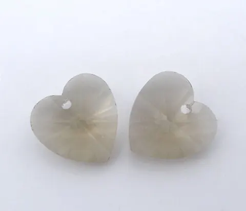 [90119] Serduszko szklane transparentne przydymione 10mm 2szt