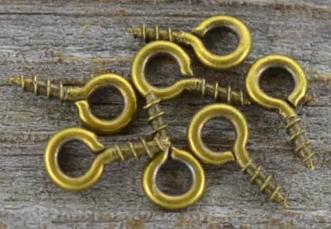 [17107] Wkręt metalowy z oczkiem 4mm brąz 15szt