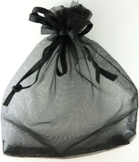 [1060207] Torebka z organzy 10*12cm czarna 3szt