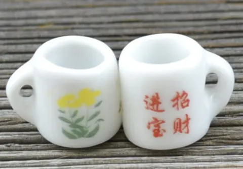 [61416] Miniaturowy kubek ceramiczny kwiatek żółty