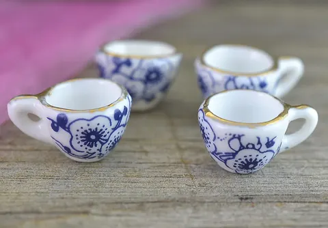 [61433] Filiżanka ceramiczna biała granatowy wzór