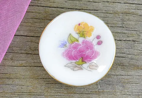 [61436] Talerzyk ceramiczny miniaturka biały kolorowy wzór