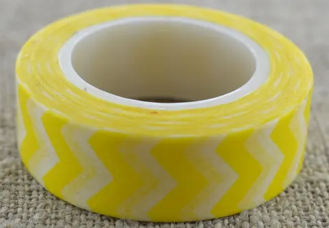 [606012] Taśma washi tape żółto-biała 10m