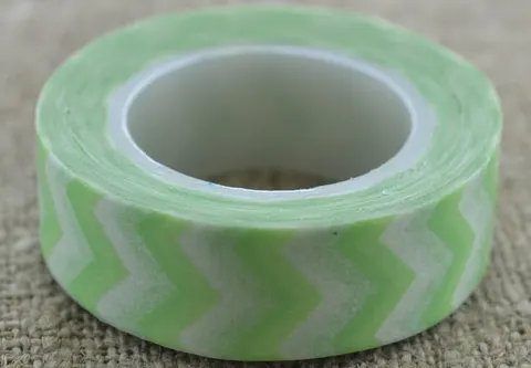 [606014] Taśma washi tape miętowo- biała 10m
