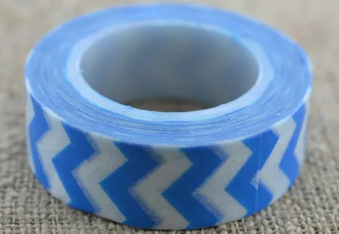 [606019] Taśma washi tape niebiesko- biała 10m