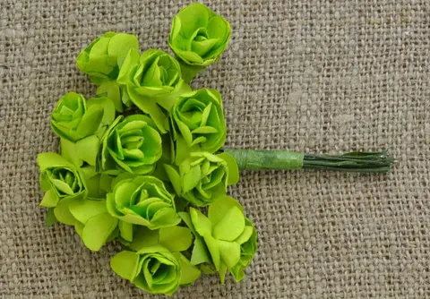 [050118] Kwiatki sztuczne róże 12mm limonkowe 2szt