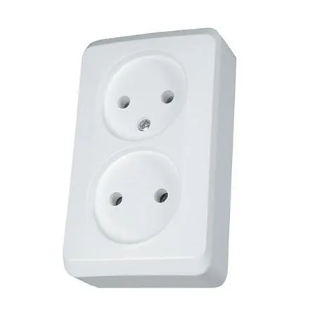 Prima Gniazdo natynkowe podwójne bez uziemienia 2P 16A IP20, białe; WDE001040, SCHNEIDER ELECTRIC