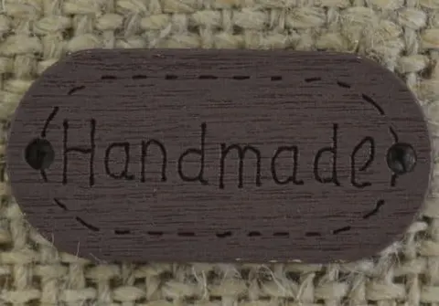 [873102] Łącznik drewniany brązowy "Handmade" 5szt