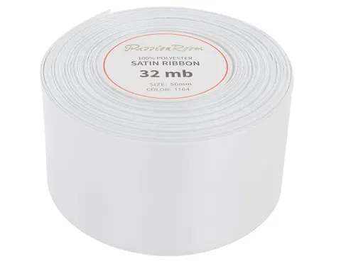 [850037] Wstążka satynowa 50mm 32mb srebrna