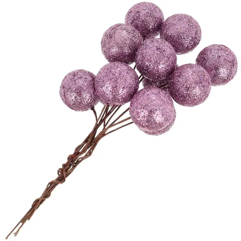 [680135] Kulki brokatowe na druciku 2,5cm 12szt wrzosowe