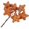 [680157] Gwiazdki brokatowe na druciku 4,5cm 6szt miedziane
