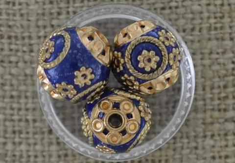 [09749] Koralik ozdobny indyjski 15mm granatowy