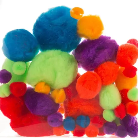 [59431] Pompony pluszowe mix wielkości 60 sztuk mix kolorów