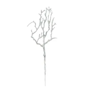 [6801113] Gałązka brokatowa rózga 25cm srebrna