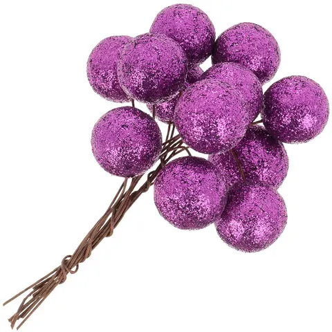 [6801124] Kulki brokatowe na druciku 2,5cm 12szt fioletowe