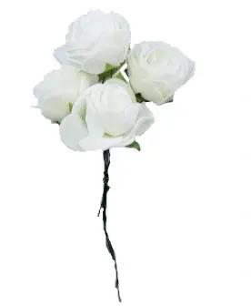 [0535009] Różyczki z pianki na druciku białe 6szt
