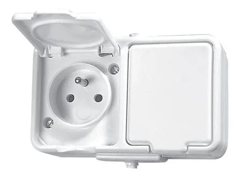 Cedar Gniazdo natynkowe hermetyczne podwójne z uziemieniem 2P+PE 16A IP44, biały; NT230H01, SCHNEIDER ELECTRIC