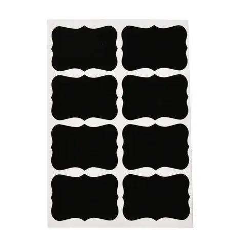 [721141] Naklejki etykiety nieregularne czarne 8szt