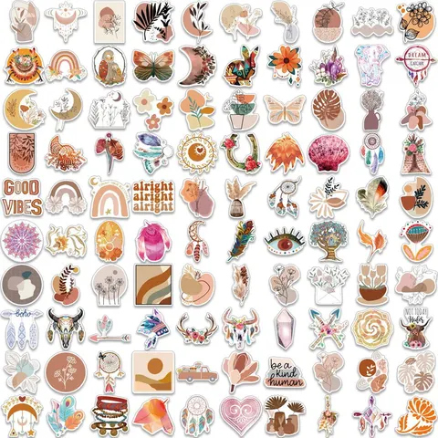 [72133] Naklejki wodoodporne mix wzorów boho 100szt