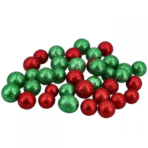 [680356] Kulki brokatowe czerwone i zielone 1,2-1,8cm 50szt