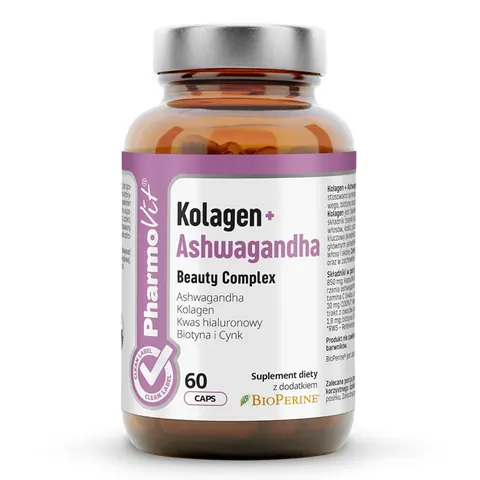 KOLAGEN + ASHWAGANDHA BEAUTY COMPLEX BEZGLUTENOWE 60 KAPSUŁEK - PHARMOVIT (CLEAN LABEL)
