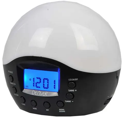 Budzik lampa LED kula RGB radio Denver