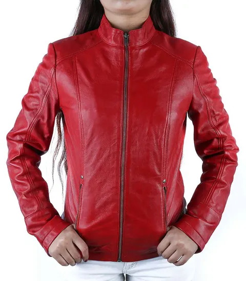 Urban leather modna skórzana kurtka damska czerwona M RT01