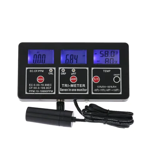 Miernik jakości wody LCD ORP / pH / RH / EC / CF / TDS 7 w 1