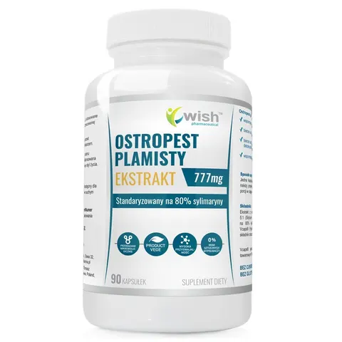 WISH Pharmaceutical Ostropest Plamisty Ekstrakt 77mg suplement diety 90 kapsułek
