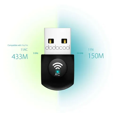 Karta sieciowa 5GHz 2.4GHz 150Mbps AC600 WLAN USB Dodocool DC23