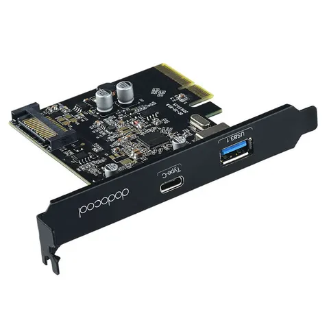 Karta PCIe Gen 2 USB 3.1 PORTY TYP-C TYP-A 10Gbp/s DODOCOOL DC22