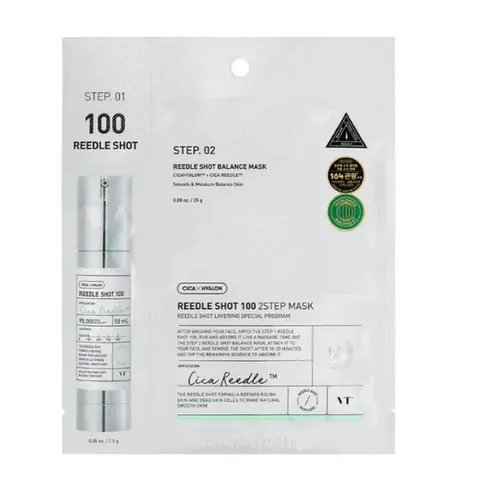 VT Cosmetics Mild Reedle Shot 100 2-Step Mask - Wygładzająca maska 1,5 g + 25 g