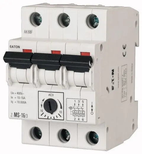 Wyłącznik silnikowy 3-biegunowy 3P 4kW 6,3-10A; Z-MS-10/3, EATON