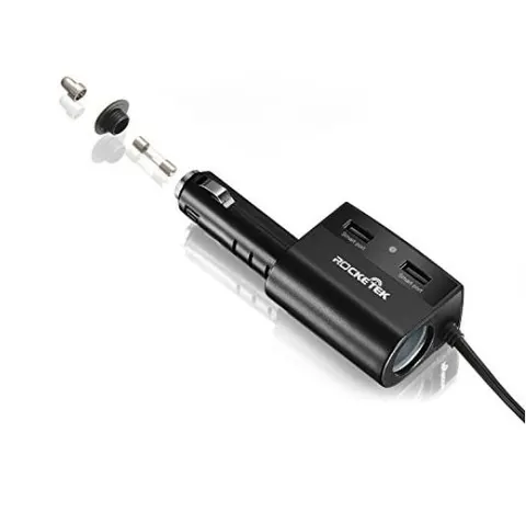 Rozgałęźnik zapalniczki samochodowej 2-porty USB 5V 3.1A Rocketek