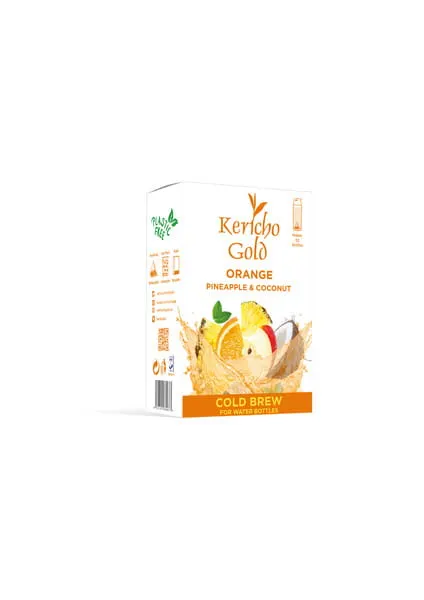 Kericho Gold herbata na zimno 12 piramidek Pomarańcza, Ananas, Kokos