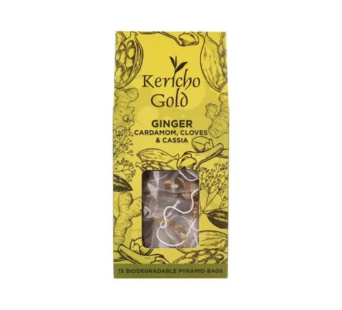 Kericho Gold - Kolekcja Essence herbata 15 piramidek Imbir, Kardamon, Goździki