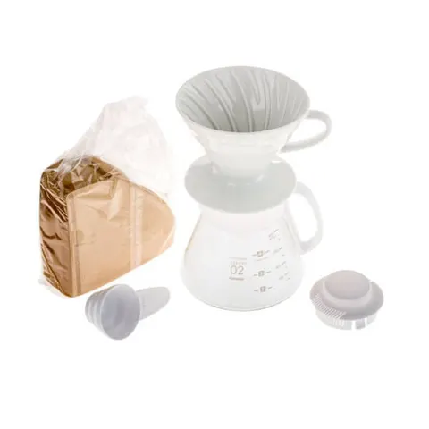 Zestaw Hario V60 Dripper & Pot White ceramiczny - drip + serwer + filtry