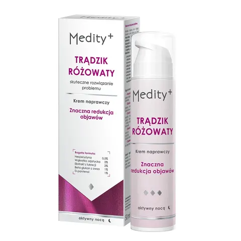 Medity+ Trądzik Różowaty krem naprawczy na noc - 50ml