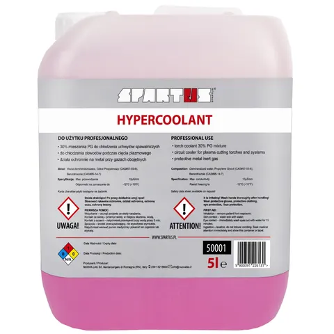 Hypercoolant Spartus - profesjonalny płyn chłodzący PG 30% 5l do spawarek i przecinarek