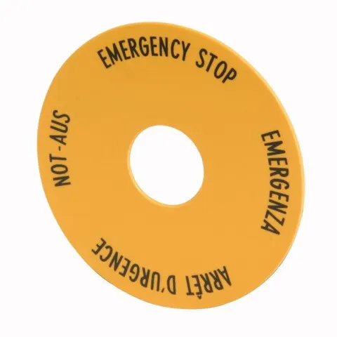 Tabliczka opisowa żółta okrągła fi60 EMERGENCY STOP, M22-XBK1; 216483 EATON ELECTRIC
