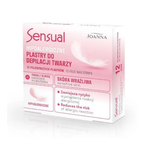 JOANNA SENSUAL Plastry do depilacji twarzy HIPOALERGICZNE, 12 szt