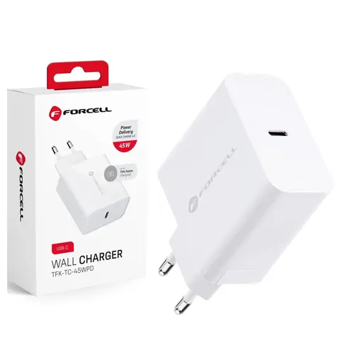 Ładowarka sieciowa do telefonu Forcell USB C PD 3A 45W TFK-TC-45WPD biała
