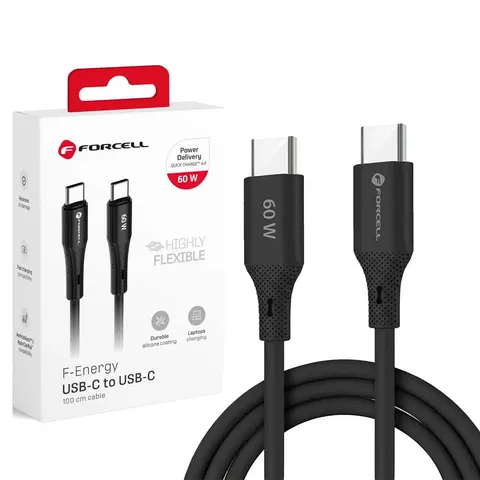 Kabel USB C do USB C Forcell QC4.0 PD 3A 60W Silicone 1 m C344 czarny