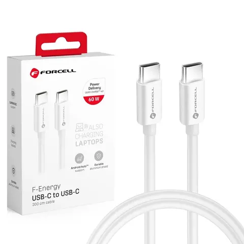 Kabel USB C do USB C Forcell F-Energy QC4.0 PD 3A 60W 2 m C338 biały