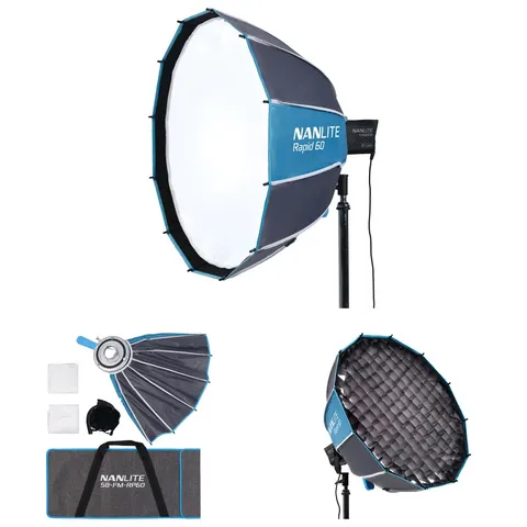 Paraboliczny Softbox Rapid 60 SB-RP60 z plastrem miodu (Grid) do mocowania FM